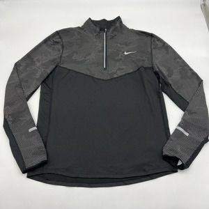 Nike Jacket Adult Medium Black Reflective 1/4 Zip Sweatshirt Gym Run Running Men